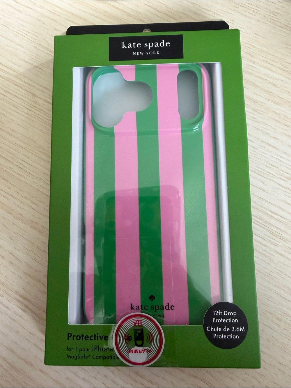 kate spade Pink & Green Bold Stripe iPhone Case